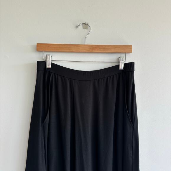 Eileen Fisher Stretch Jersey Pull On Wide Leg Cropped Pants Black S - Picture 3 of 7